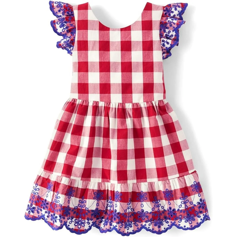 Gymboree Girls American Cutie Red, White & Blue Plaid Cotton Dress Size 12 NEW